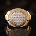 Fluted bezel diamond cluster ring in yellow gold — design visualization