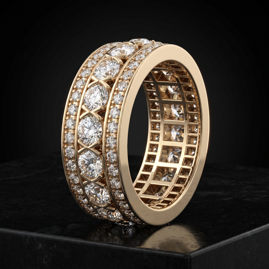 Imperial Eternity band in yellow gold — design visualization